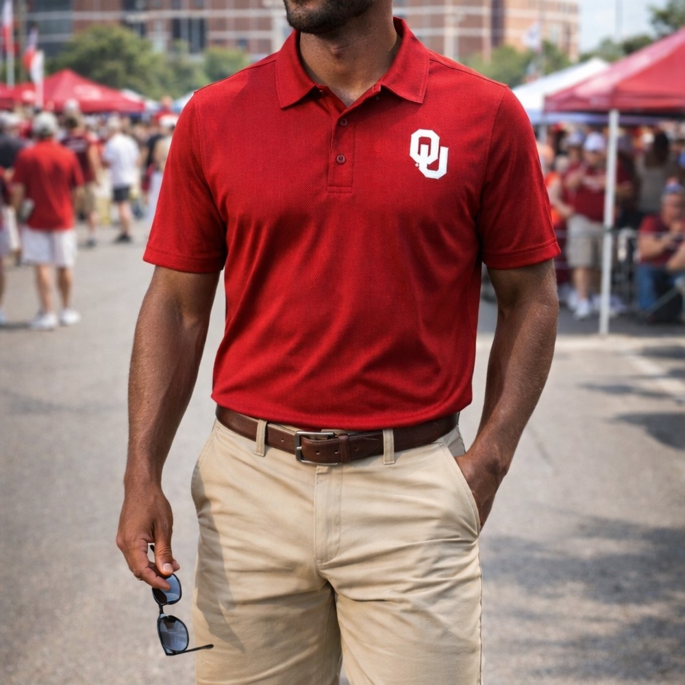 Oklahoma Sooners OU Polo Shirt Red NCAA College Fan Gear Men’s L Golf Athletic